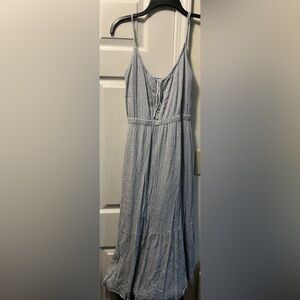 Abercrombie & Fitch Blue And White Midi Button Up Sleeveless Dress Medium